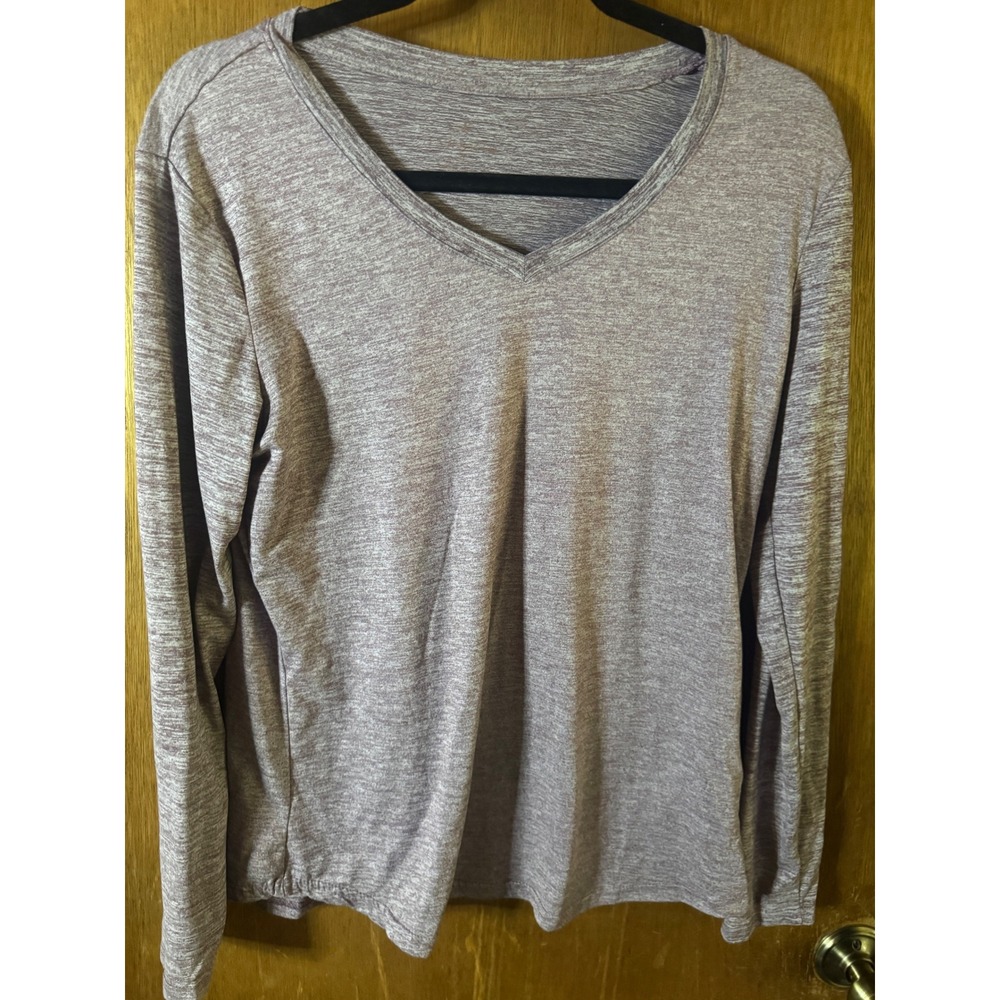Danskin Womens XL Purple Space Dye V-Neck Long Sleeve Activewear Top 9428